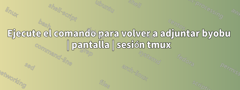 Ejecute el comando para volver a adjuntar byobu | pantalla | sesión tmux