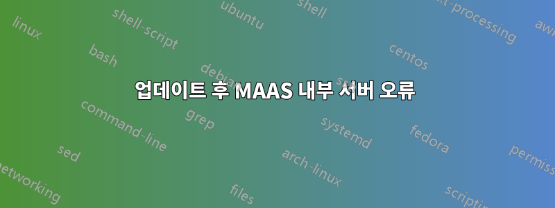 업데이트 후 MAAS 내부 서버 오류