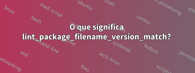 O que significa lint_package_filename_version_match?