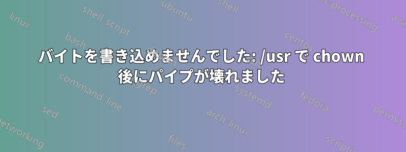 バイトを書き込めませんでした: /usr で chown 後にパイプが壊れました