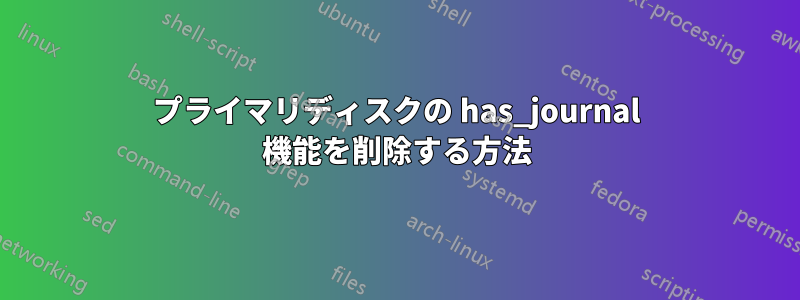 プライマリディスクの has_journal 機能を削除する方法