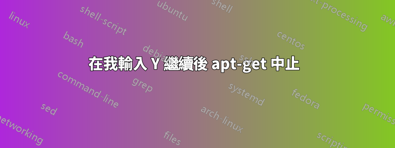 在我輸入 Y 繼續後 apt-get 中止 