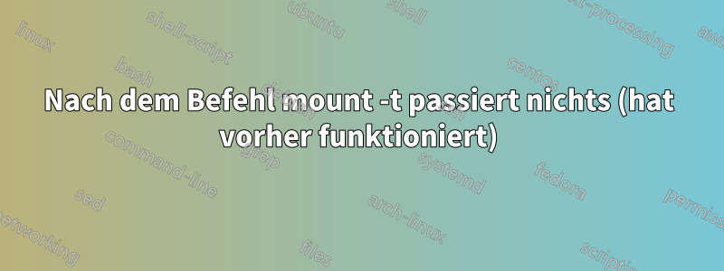 Nach dem Befehl mount -t passiert nichts (hat vorher funktioniert)