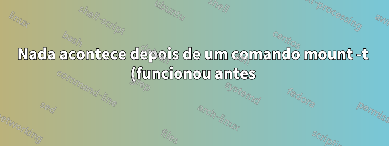 Nada acontece depois de um comando mount -t (funcionou antes)