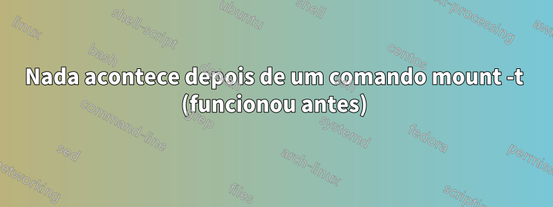 Nada acontece depois de um comando mount -t (funcionou antes)