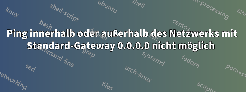 Ping innerhalb oder außerhalb des Netzwerks mit Standard-Gateway 0.0.0.0 nicht möglich 