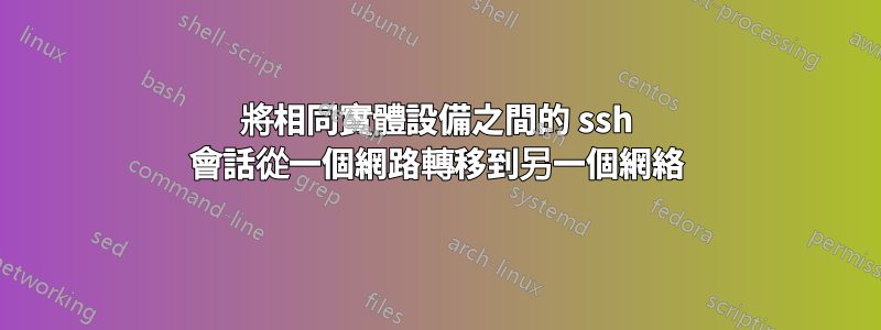 將相同實體設備之間的 ssh 會話從一個網路轉移到另一個網絡