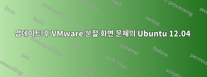 업데이트 후 VMware 분할 화면 문제의 Ubuntu 12.04