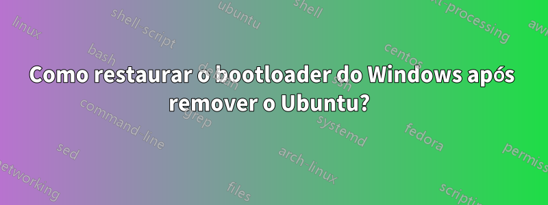 Como restaurar o bootloader do Windows após remover o Ubuntu? 