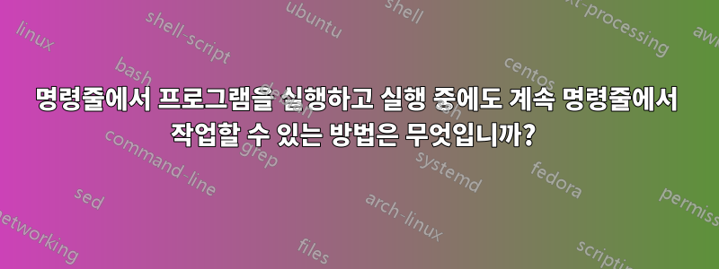 명령줄에서 프로그램을 실행하고 실행 중에도 계속 명령줄에서 작업할 수 있는 방법은 무엇입니까? 