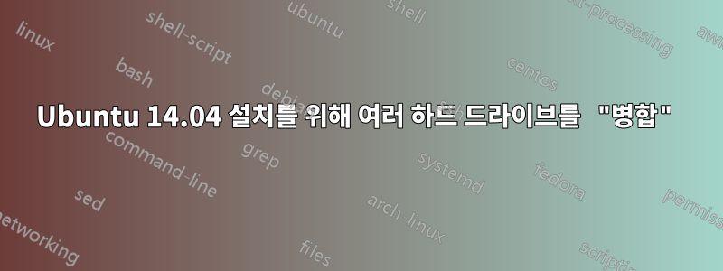 Ubuntu 14.04 설치를 위해 여러 하드 드라이브를 "병합"