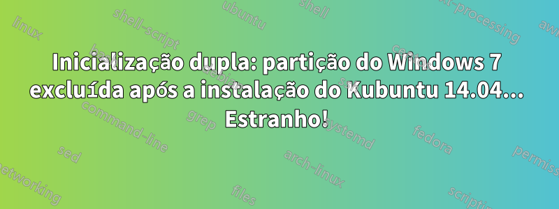 Inicialização dupla: partição do Windows 7 excluída após a instalação do Kubuntu 14.04... Estranho!