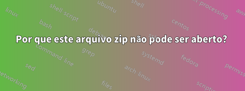 Por que este arquivo zip não pode ser aberto?