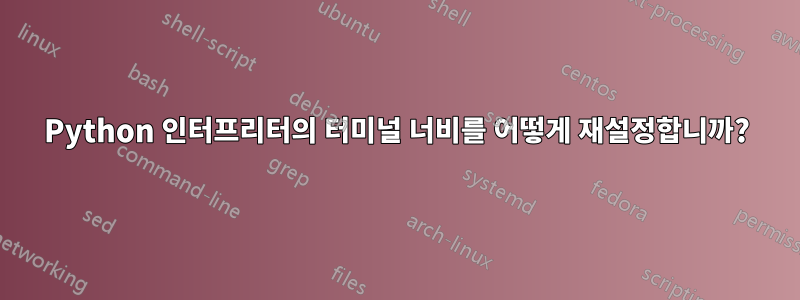 Python 인터프리터의 터미널 너비를 어떻게 재설정합니까?