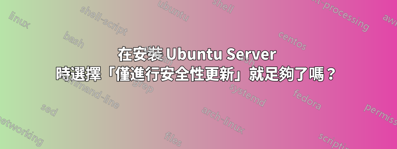 在安裝 Ubuntu Server 時選擇「僅進行安全性更新」就足夠了嗎？