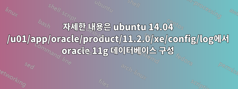 자세한 내용은 ubuntu 14.04 /u01/app/oracle/product/11.2.0/xe/config/log에서 oracle 11g 데이터베이스 구성
