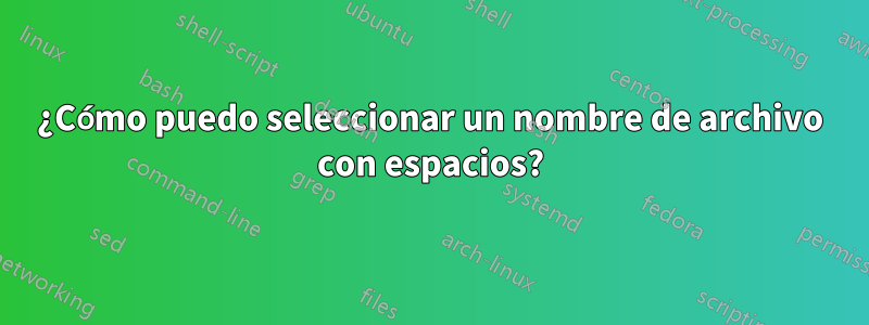 ¿Cómo puedo seleccionar un nombre de archivo con espacios?