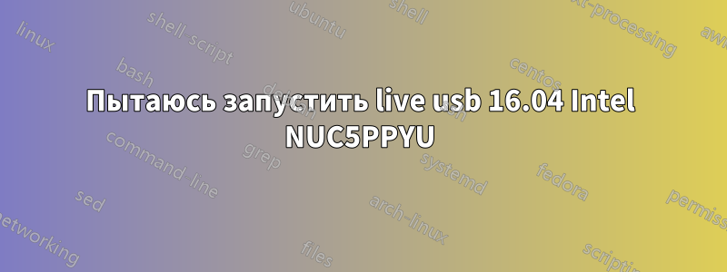 Пытаюсь запустить live usb 16.04 Intel NUC5PPYU