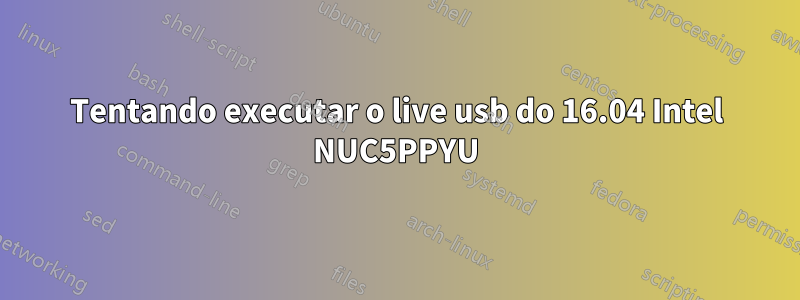 Tentando executar o live usb do 16.04 Intel NUC5PPYU