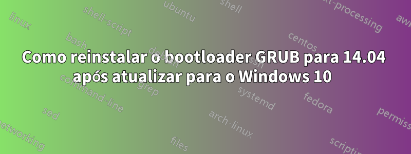 Como reinstalar o bootloader GRUB para 14.04 após atualizar para o Windows 10 