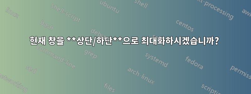 현재 창을 **상단/하단**으로 최대화하시겠습니까?