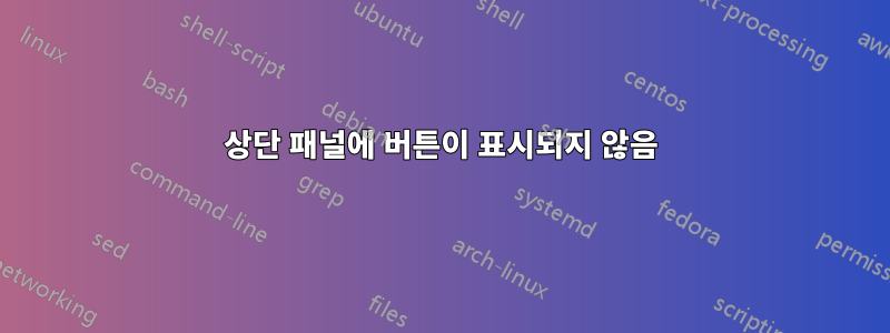 상단 패널에 버튼이 표시되지 않음