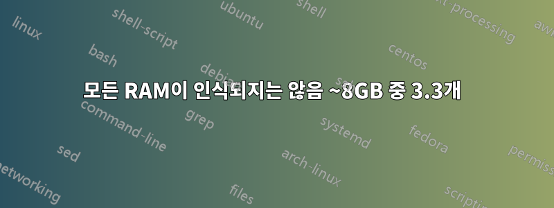 모든 RAM이 인식되지는 않음 ~8GB 중 3.3개 