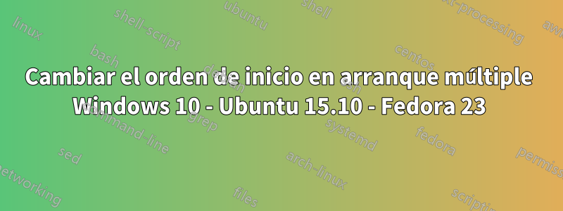 Cambiar el orden de inicio en arranque múltiple Windows 10 - Ubuntu 15.10 - Fedora 23