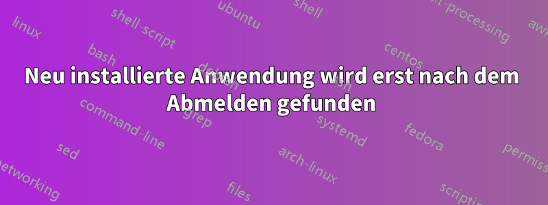 Neu installierte Anwendung wird erst nach dem Abmelden gefunden