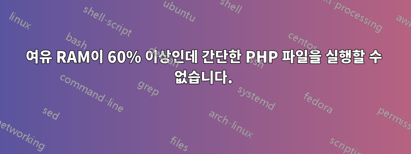 여유 RAM이 60% 이상인데 간단한 PHP 파일을 실행할 수 없습니다.