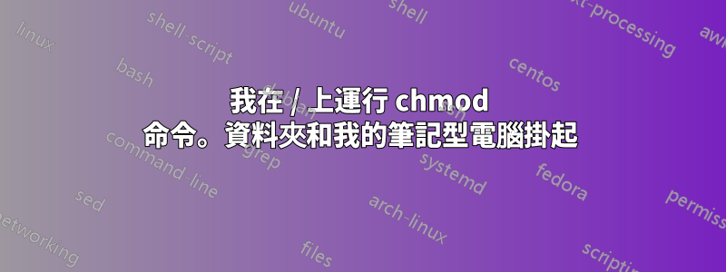 我在 / 上運行 chmod 命令。資料夾和我的筆記型電腦掛起