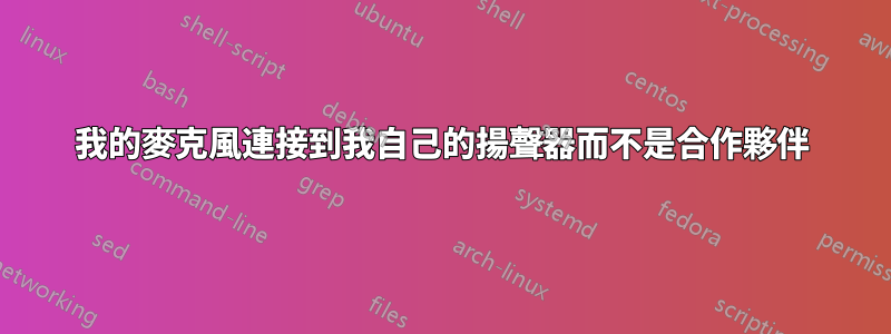 我的麥克風連接到我自己的揚聲器而不是合作夥伴