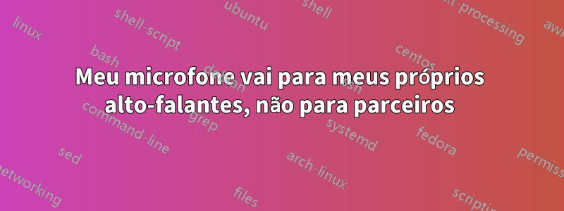 Meu microfone vai para meus próprios alto-falantes, não para parceiros