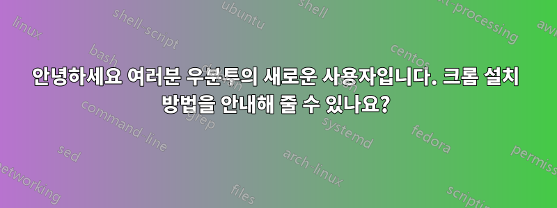 안녕하세요 여러분 우분투의 새로운 사용자입니다. 크롬 설치 방법을 안내해 줄 수 있나요?