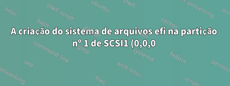 A criação do sistema de arquivos efi na partição nº 1 de SCSI1 (0,0,0) (sda) falhou