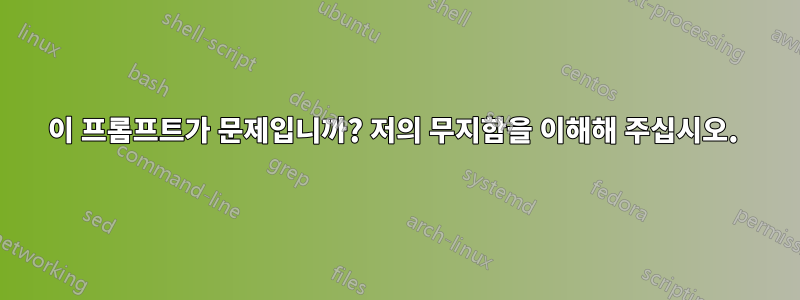 이 프롬프트가 문제입니까? 저의 무지함을 이해해 주십시오. 