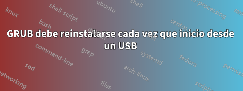 GRUB debe reinstalarse cada vez que inicio desde un USB