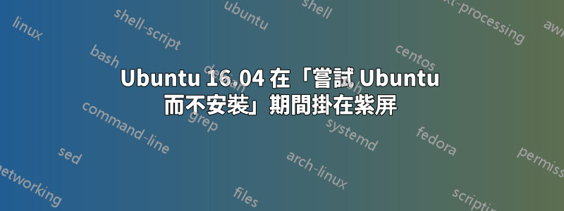 Ubuntu 16.04 在「嘗試 Ubuntu 而不安裝」期間掛在紫屏