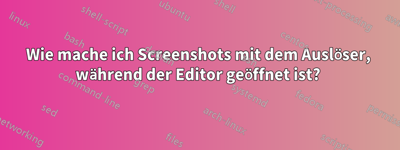 Wie mache ich Screenshots mit dem Auslöser, während der Editor geöffnet ist?