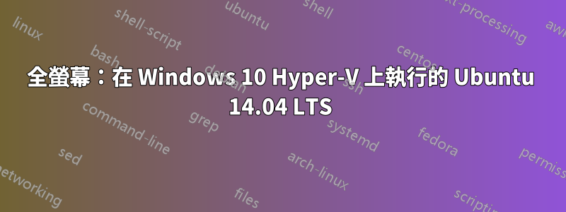 全螢幕：在 Windows 10 Hyper-V 上執行的 Ubuntu 14.04 LTS