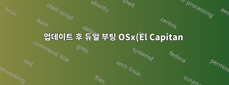 업데이트 후 듀얼 부팅 OSx(El Capitan) 및 Ubuntu 16.04가 작동하지 않음