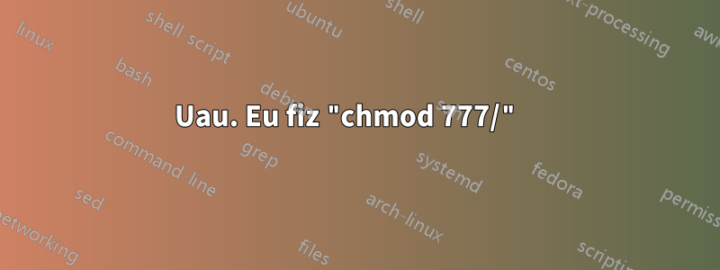 Uau. Eu fiz "chmod 777/" 