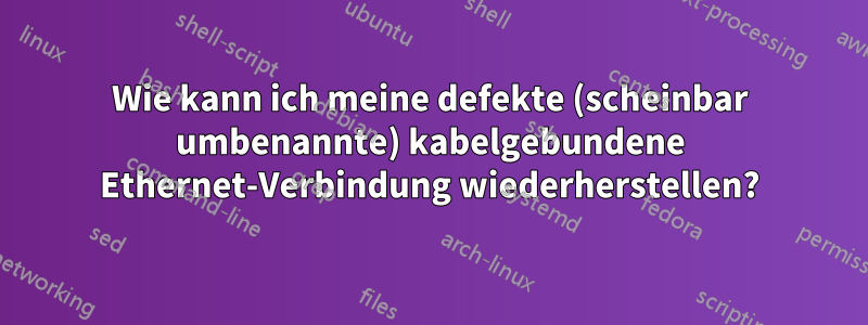 Wie kann ich meine defekte (scheinbar umbenannte) kabelgebundene Ethernet-Verbindung wiederherstellen?