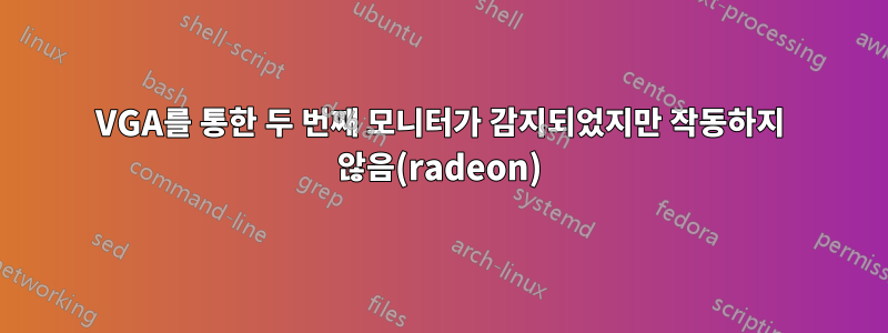 VGA를 통한 두 번째 모니터가 감지되었지만 작동하지 않음(radeon)