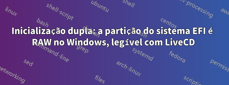 Inicialização dupla: a partição do sistema EFI é RAW no Windows, legível com LiveCD