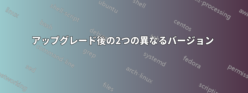 アップグレード後の2つの異なるバージョン