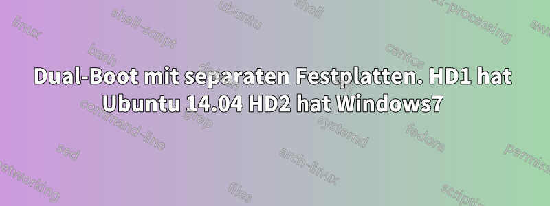 Dual-Boot mit separaten Festplatten. HD1 hat Ubuntu 14.04 HD2 hat Windows7