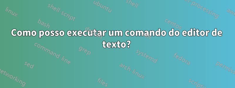 Como posso executar um comando do editor de texto?