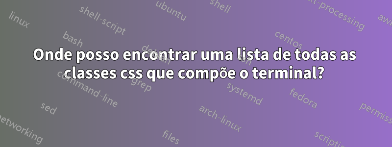 Onde posso encontrar uma lista de todas as classes css que compõe o terminal?