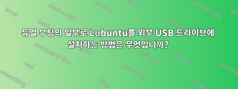 듀얼 부팅의 일부로 Lubuntu를 외부 USB 드라이브에 설치하는 방법은 무엇입니까?